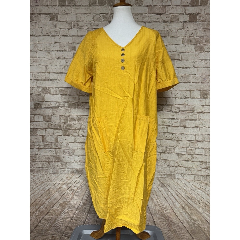 Emory rose M Yellow Midi Length Pockets Buttons‎ Sheath Overaize